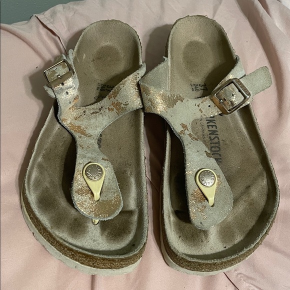 Birkenstock Gizeh Vintage Metallic Rose Copper Suede Nar Size 37 EU/6.5 US - Picture 7 of 10